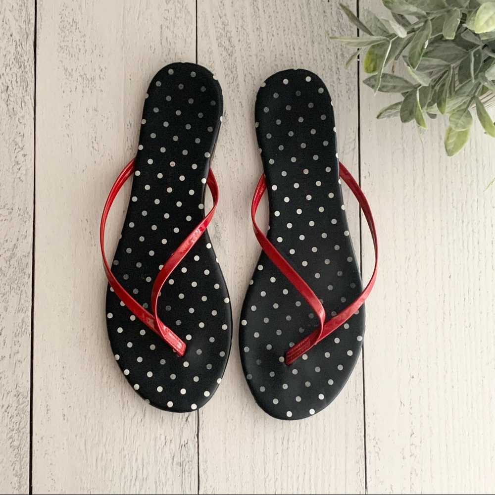 LC Lauren Conrad Navy Blue Polka Dot Flip Flops